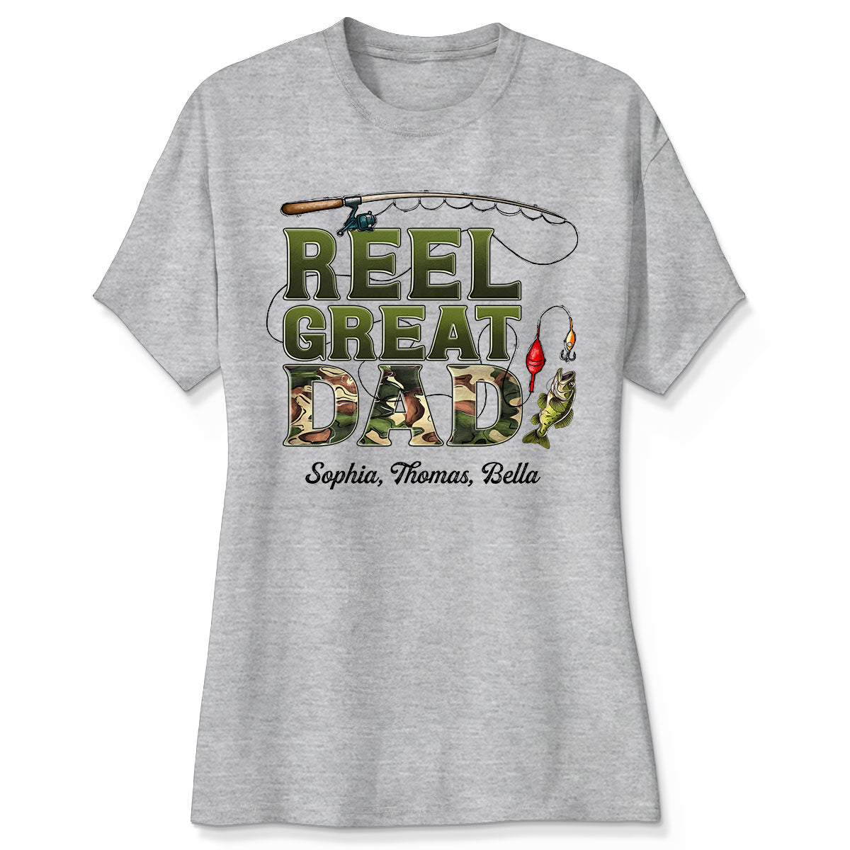 Reel Great Dad Fishing Camouflage Personalized Shirt, Father's Day Gift For Dad, Husband