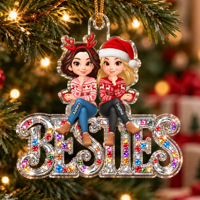 Sparkling BESTIES - Personalized Acrylic Ornament - Best Friend Christmas Keepsake Gift