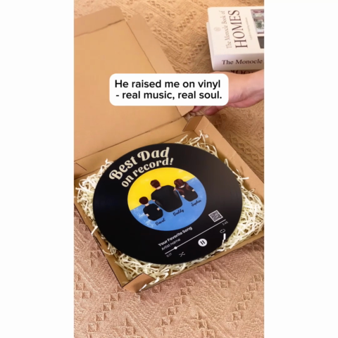 Retro Best Dad On Record Favorite Song Scannable QR Code Personalized Acrylic Record Plaque, Father's Day Gift For Dad