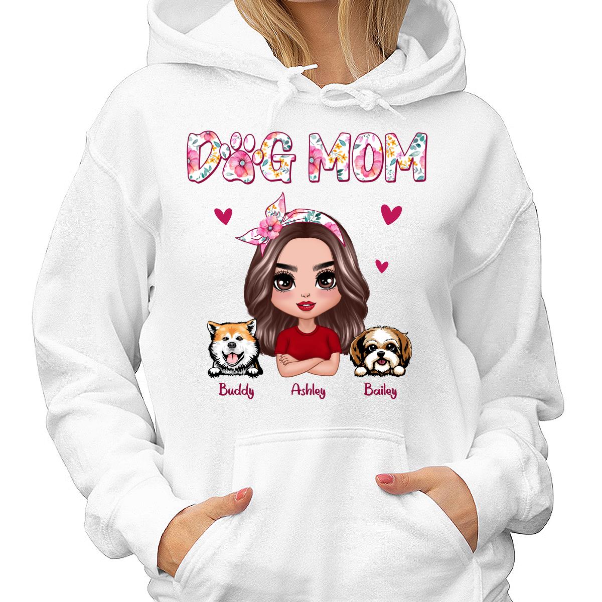 Dog Mom Pink Floral Words Gift For Dog Lovers Personalized Shirt