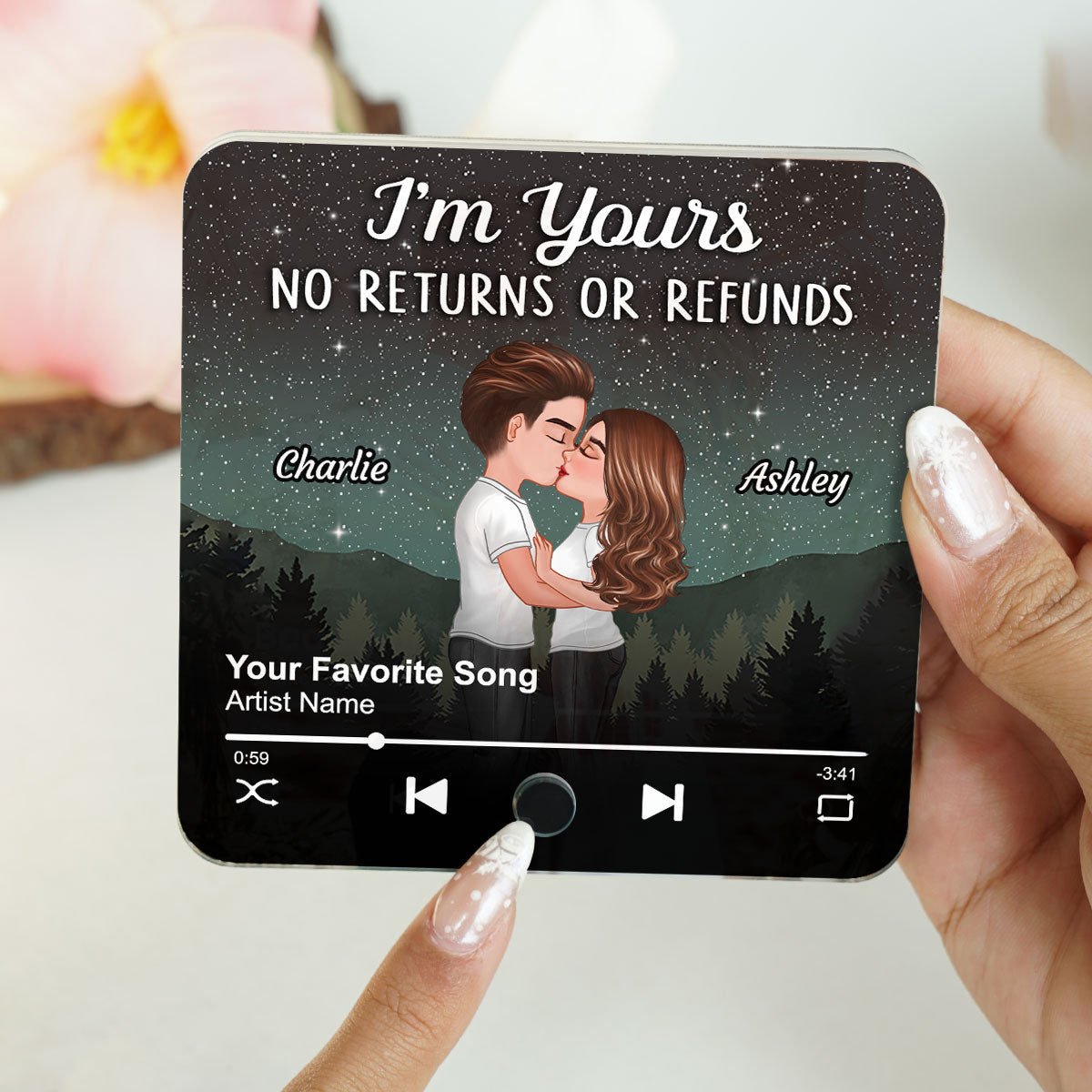Couple Kissing Under Stars Personalized Music Fridge Magnet, Heartfelt 2025  Gift For Couple, For Him, For Her, Boyfriend, Girlfriend, Husband, Wife