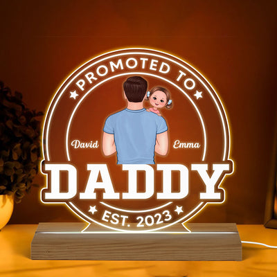 Promoted To Daddy 2023 Personalized Custom Shape Warm LED Night Light