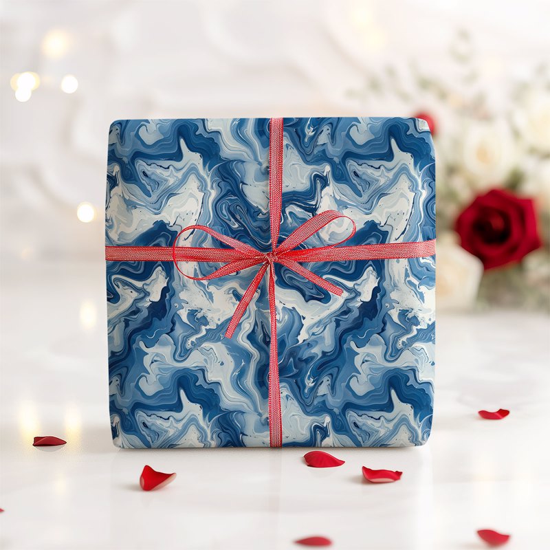 Marble Blue Gift Wrapping Paper