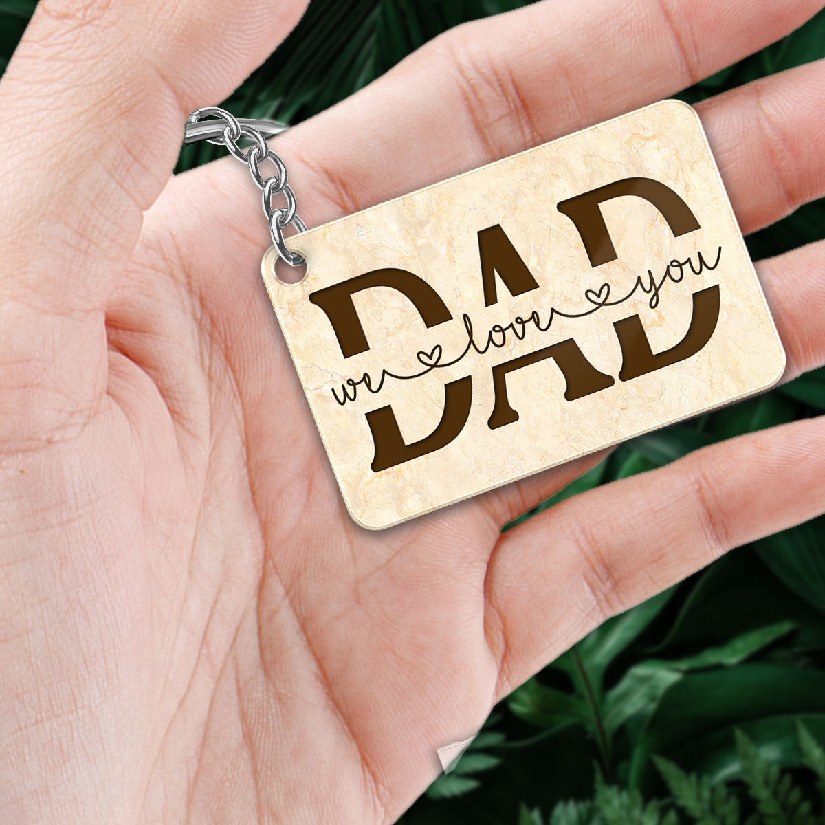 Best Dad Ever Doll Sitting Man & Kids Dog Cat Personalized Acrylic Keychain