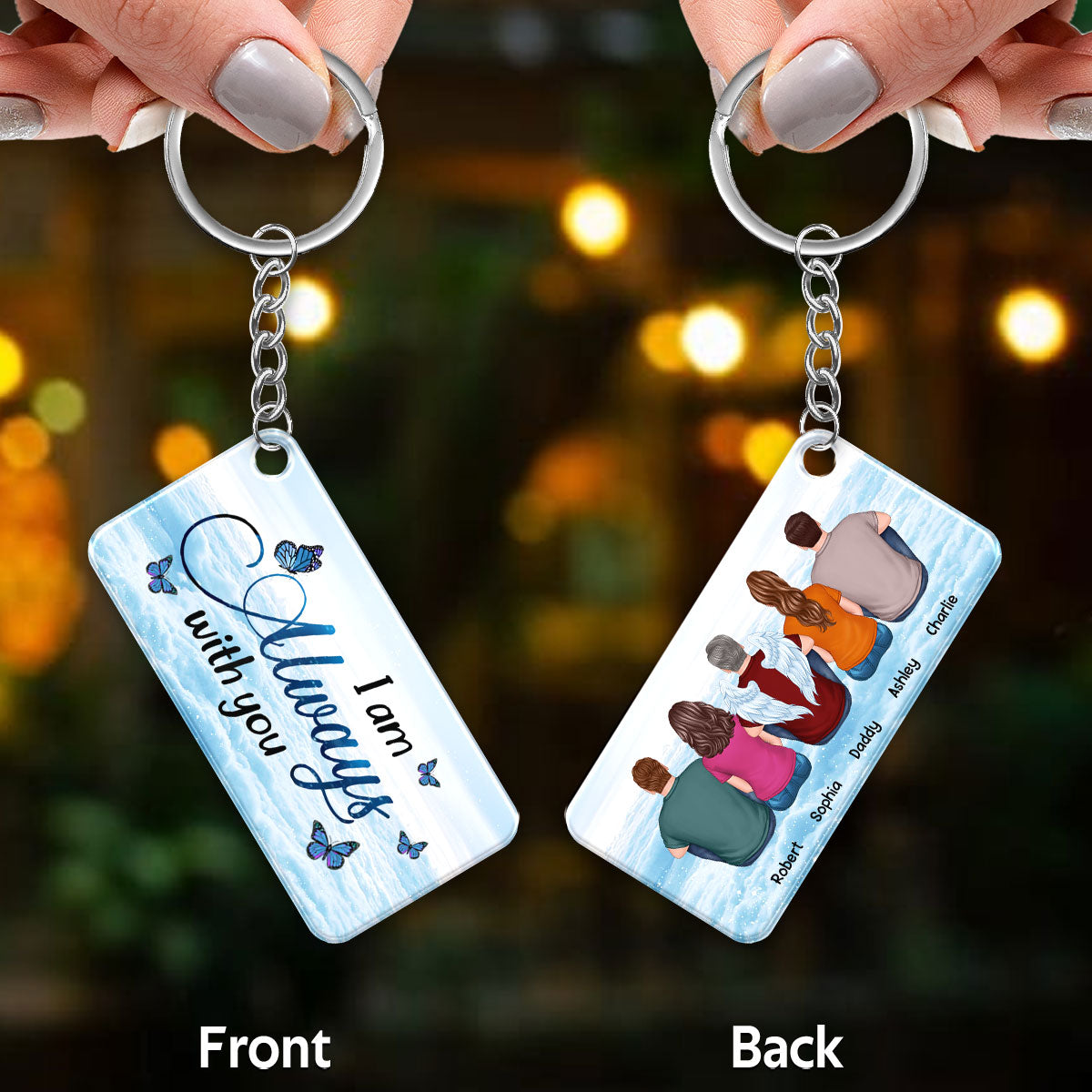 Always With You Grandma Grandpa Dad Mom Kids Dogs Cats Family Memorial - Personalized Acrylic Keychain - Sympathy Gift, Remembrance Gift