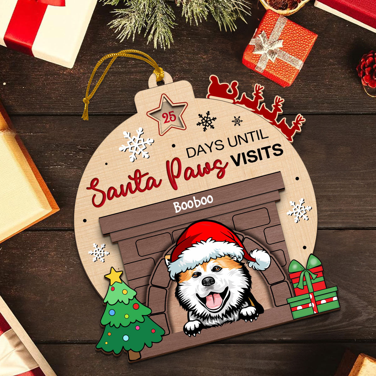 Sleeps Until Santa Paws Visits Dogs Personalized Countdown Ornament, Christmas Gift For Dog Lovers