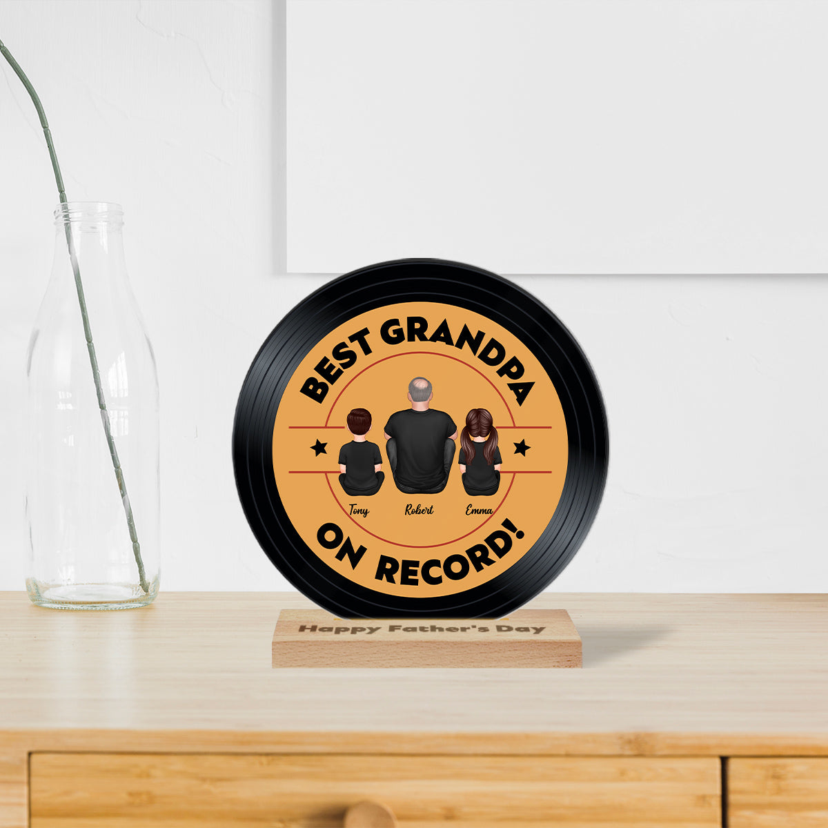 Best Dad Grandpa On Record Personalized Acrylic Record Plaque| Coolest Father's Day Gift For Dad, Grandpa