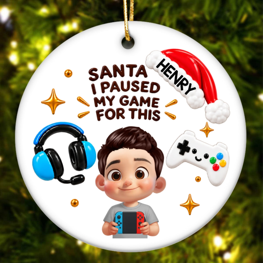 Gamer Christmas - Personalized Ceramic Ornament - Christmas Gift For Boy, Girl, Grandkids