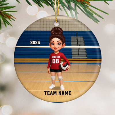 Volleyball Player On The Court - Personalized Ceramic Ornament - Christmas Gift For Volleyball Lovers, School Volleyball Team