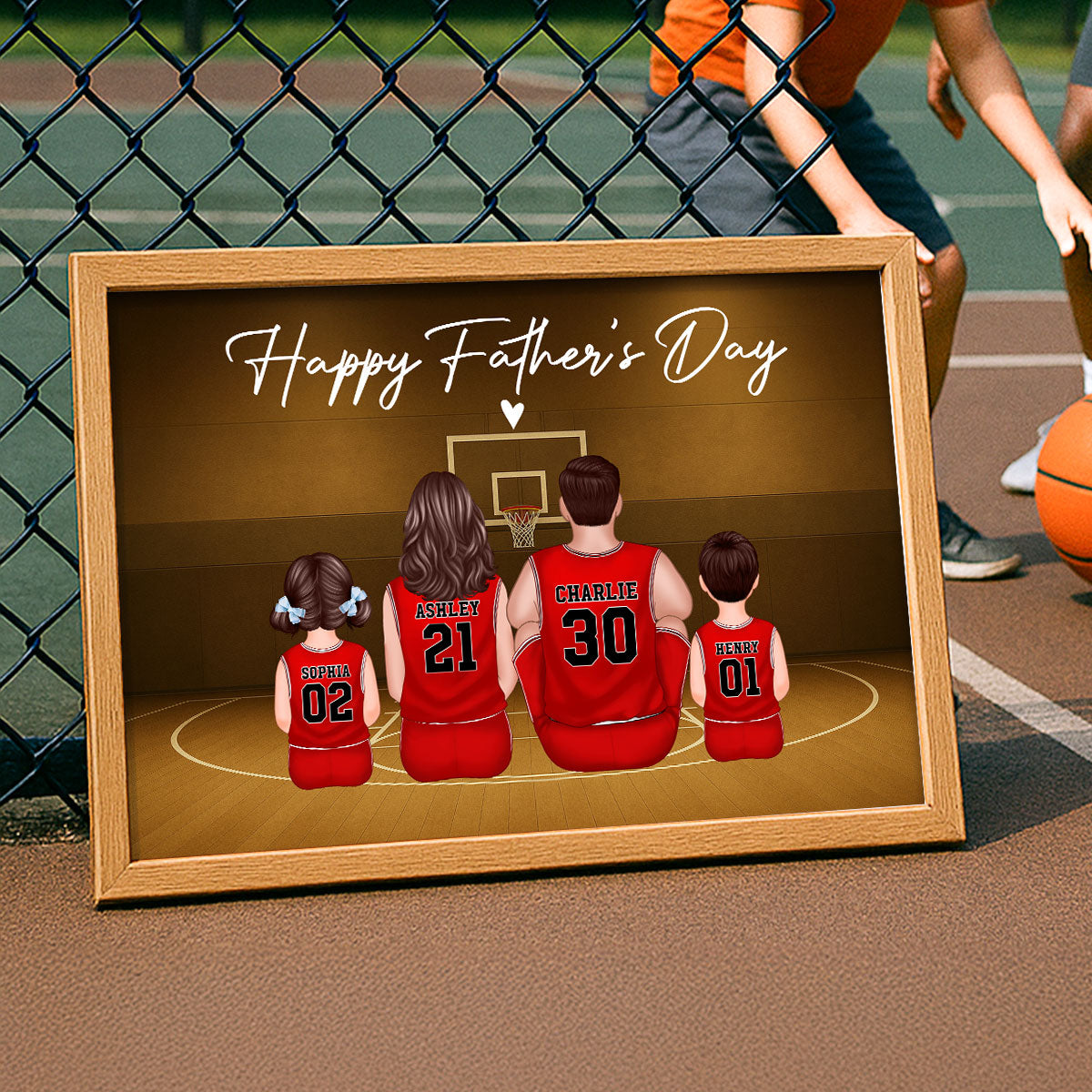 Retro Vintage Basketball Family Daddy's Dream Team Personalized Poster| Heartfelt Father's Day Gift For Dad
