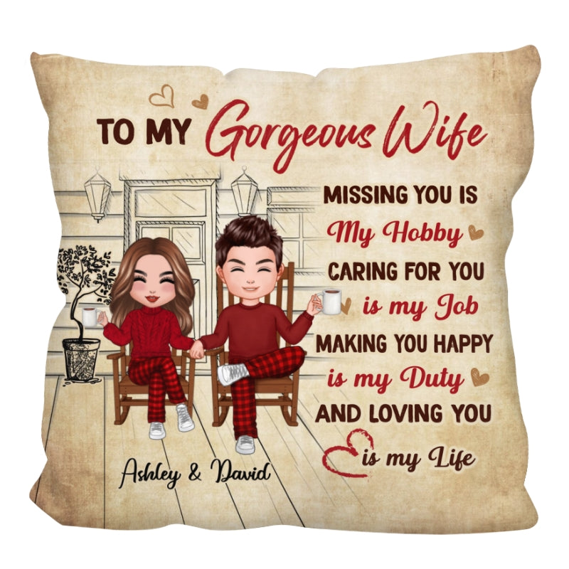 To My Gorgeous Wife Couple Valentine‘s Day Gift For Her Personalized Pillow