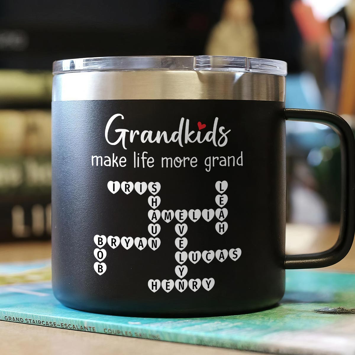 The Greatest Gift You Ever Know Crossword Puzzle Art Gift For Grandma Personalized Stainless Steel Tumbler With Handle