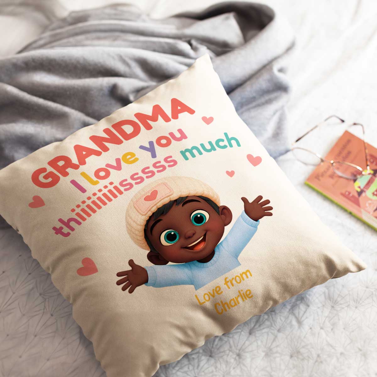 Grandma We Love You This Much Personalized Pillow, Gift for Grandma