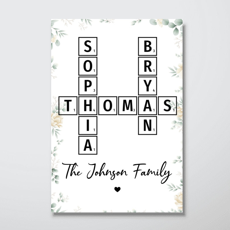 Family Crossword Art - Created In A Moment, Treasured Forever Personalized Poster