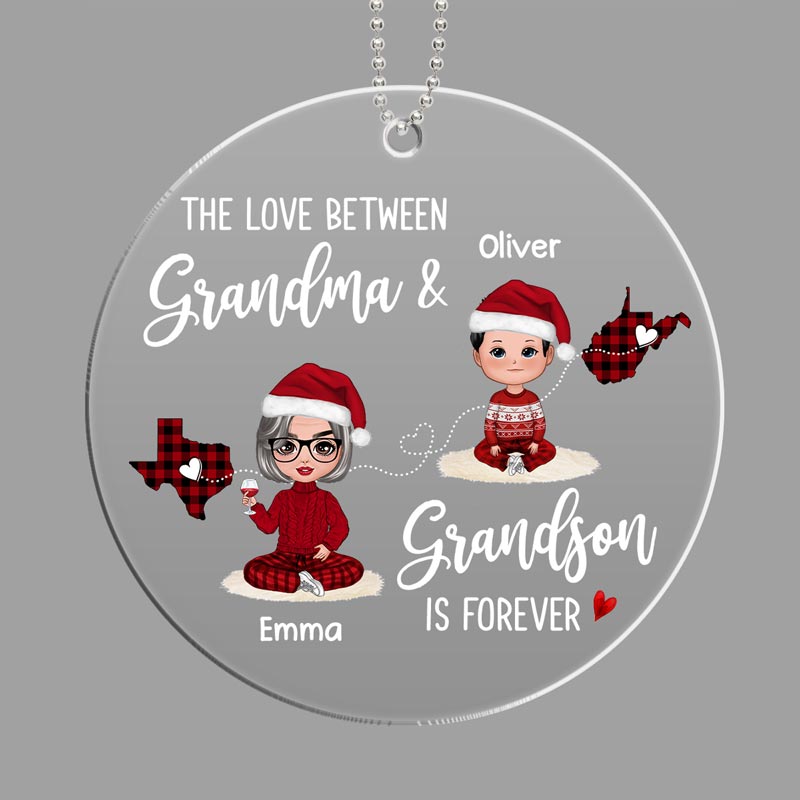 Love Between Grandma & Grandkid Long Distance Personalized Acrylic Ornament