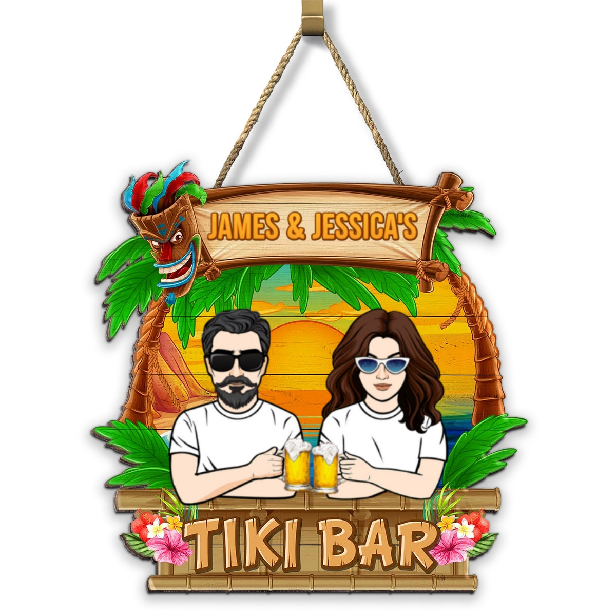 Tiki Bar Summer Gift Personalized Wood Sign