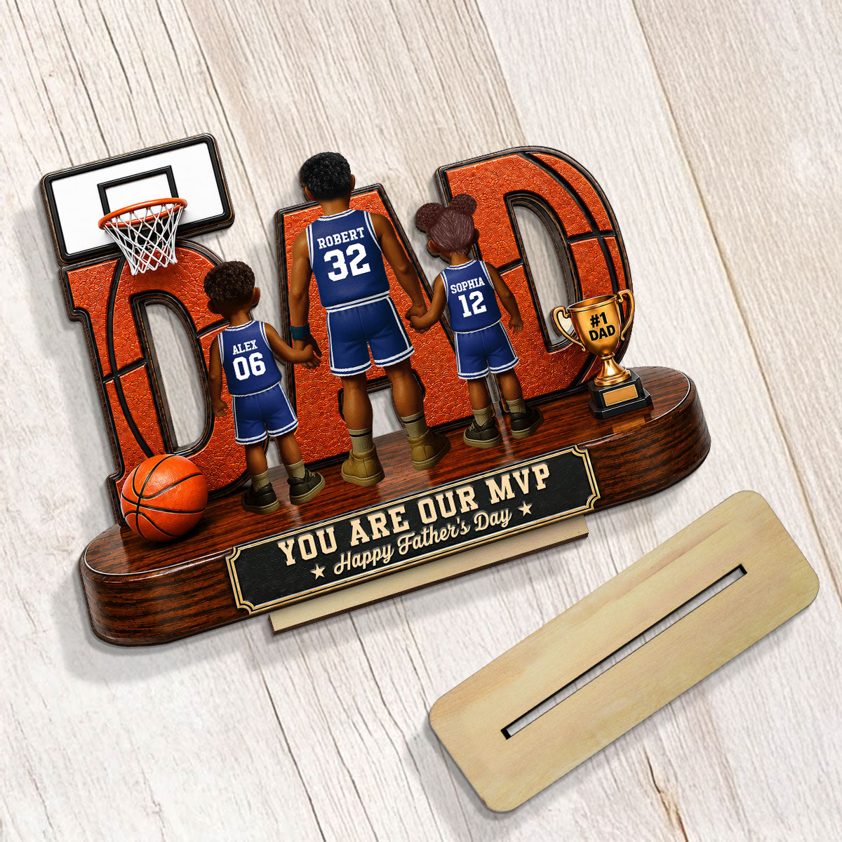Basketball Dad Legend You Are Our MVP - Personalized 2-Layered Wooden Plaque - Father's Day Gift For Dad