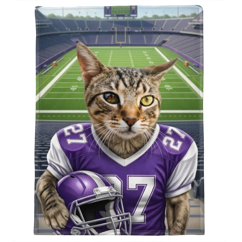 Custom Pet Photo and Name Football - Personalized Fleece Blanket - Gift for Football Lovers, Gift for Him