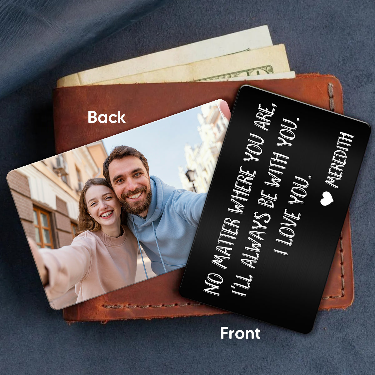 Wallet Insert Keepsake Custom Photo & Message Personalized Metal Wallet Card