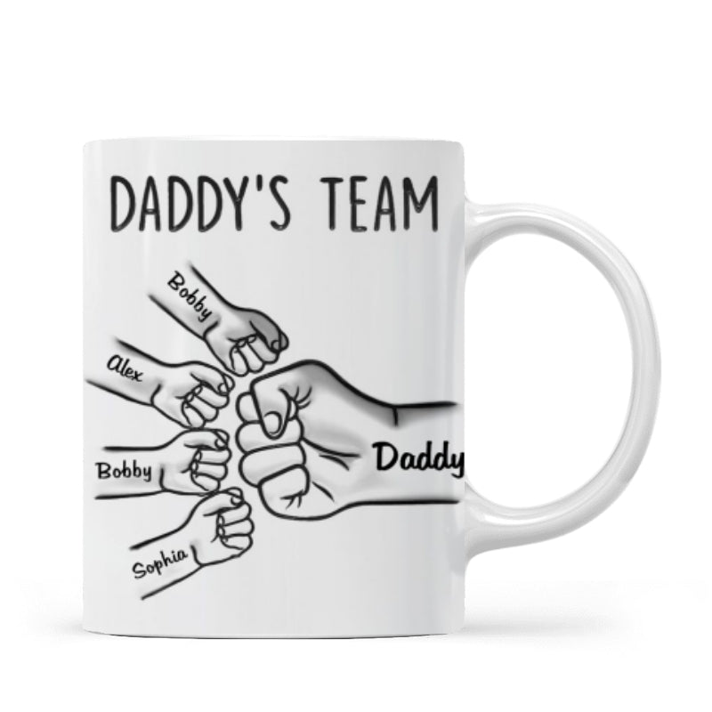 Daddy‘s Team Fist Bump Outline 3D Inflated Effect Personalized Mug