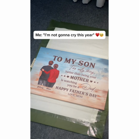 To My Son From Mom Happy Father's Day Personalized Wrapped Canvas| Heartfelt Father's Day Gift For Son