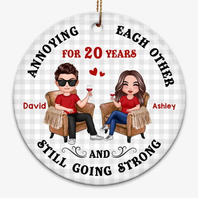 Annoying Each Other Sitting Couple Personalized Circle Ornament