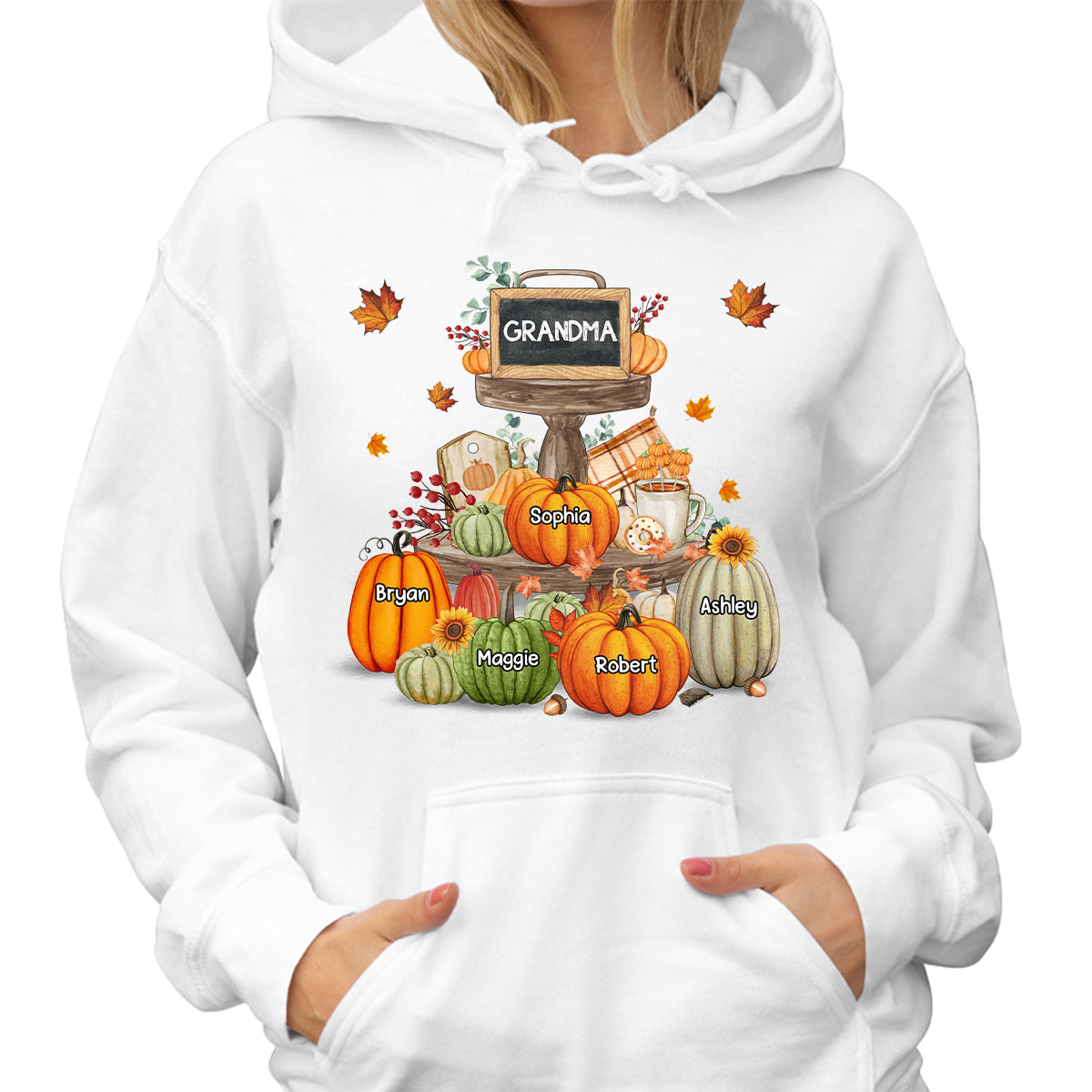 Pumpkins Tiered Tray Grandma Fall Season Personalized Shirt