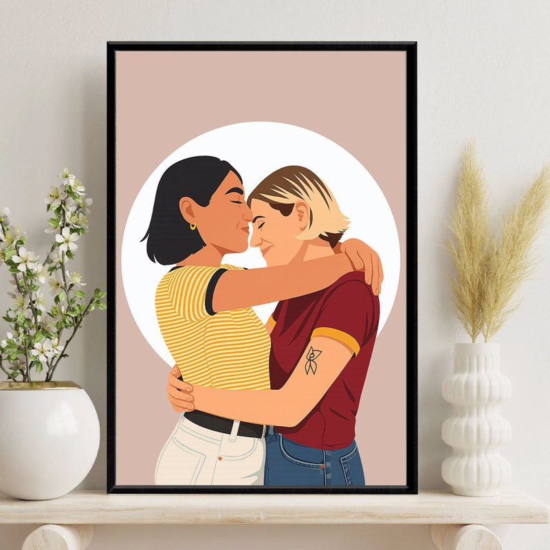 Faceless Couple Portrait from Photo, Personalized Gift for Him, Gift for Her