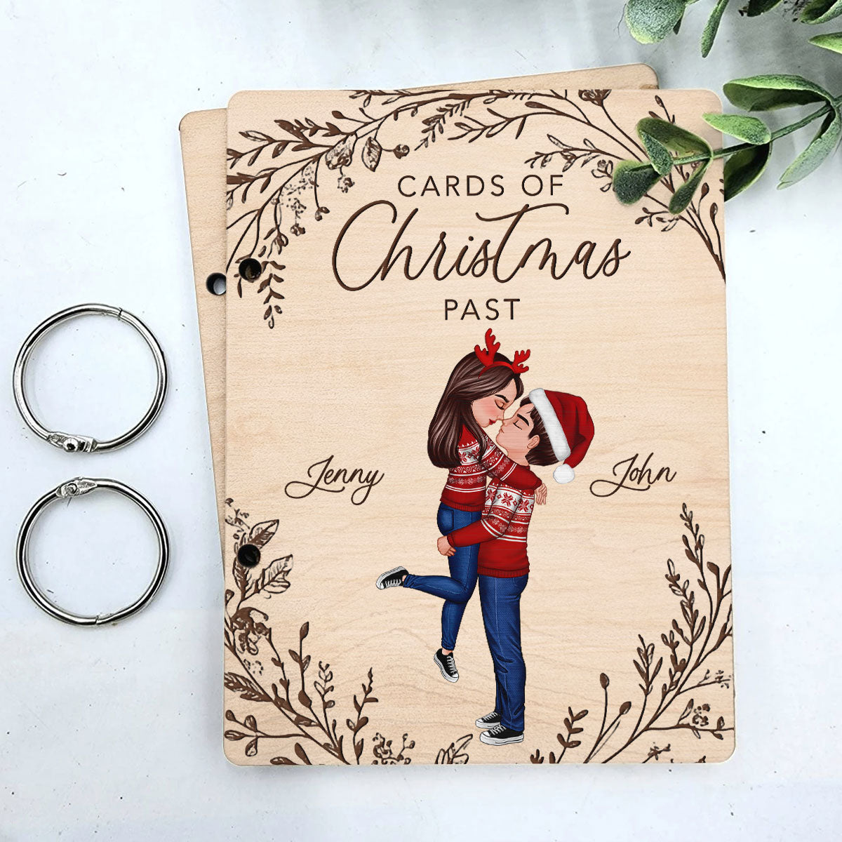 Kissing Couple Christmas Card Storage Personalized Christmas Card Keeper