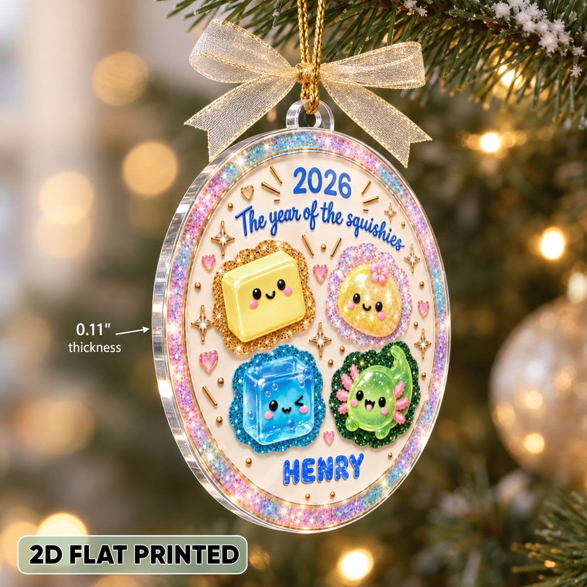 The Year of Squishy Glitter Dumpling - Personalized Acrylic Ornament - Christmas Gift for Boys, Girls