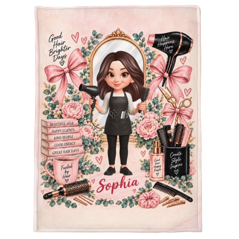 Beautiful Hairdresser - Personalized Fleece Blanket - Christmas Gift For Girl, Granddaughter, Daughter, Hairdressers, Hairstylist