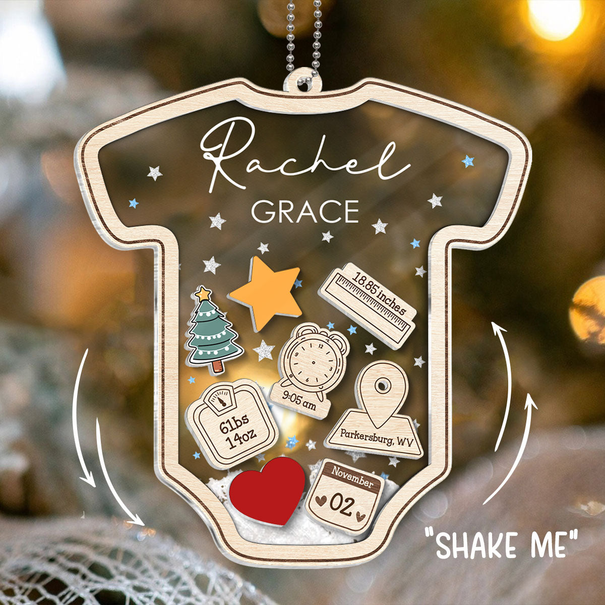 Baby's First Christmas Personalized 4D Shaker Ornament, Custom Newborn Gift