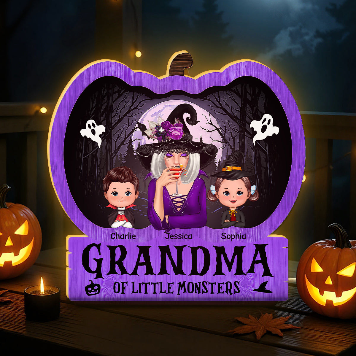 Halloween Grandma Witch Personalized Light Box