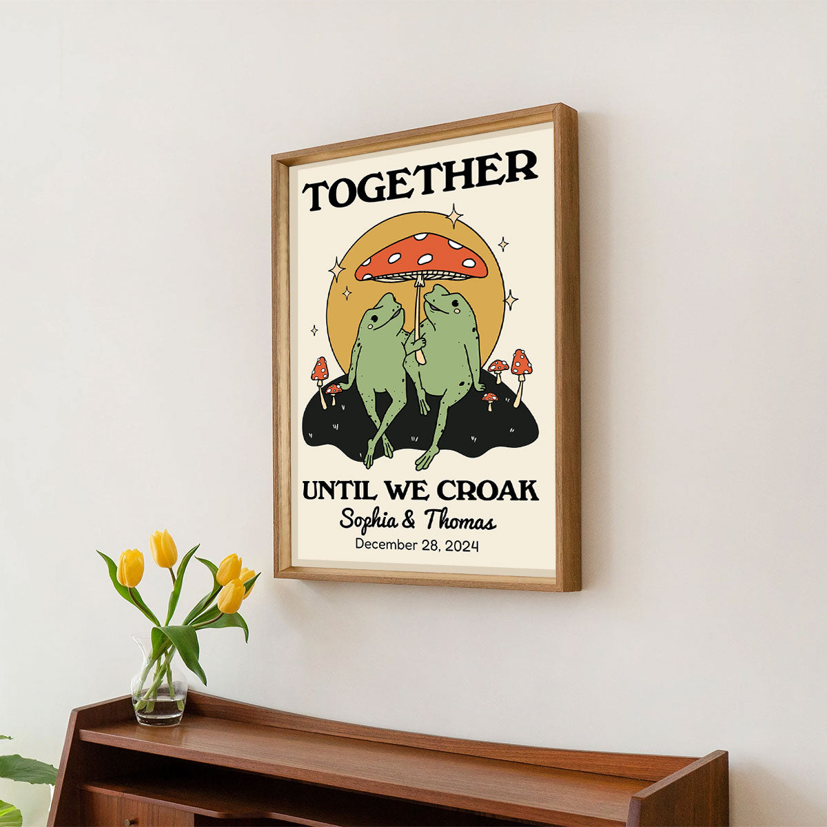 Frog Couple Together Until We Croak Vintage Anniversary Gift Personalized Poster