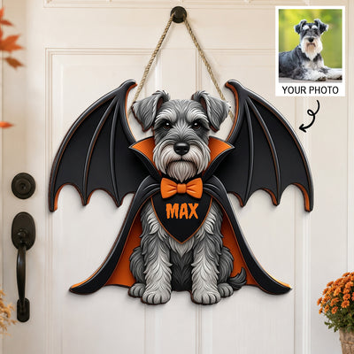Custom Dog Cat Vampire - Personalized Door Hanger Sign - Spooky Rustic Halloween Porch Decoration