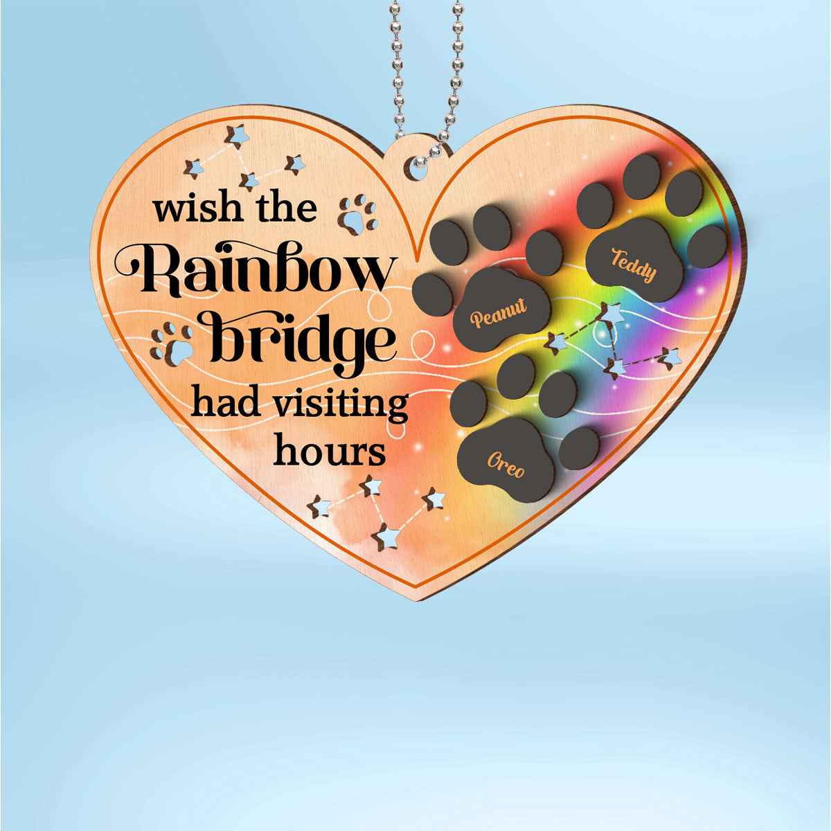 Wish The Rainbow Bridge Had Visiting Hours Personalized 2-Layer Wooden Ornament, Christmas Loss of Pet Sympathy Gift