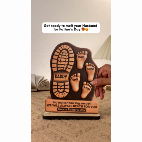 Dad No Matter How Big We Get Personalized 2-Layer Standing Wooden Plaque| Unique Father's Day Gift For Dad