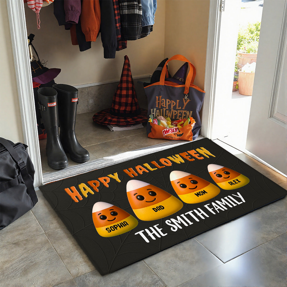 3D Effect Halloween Cute Funny Candy Family Personalized Doormat