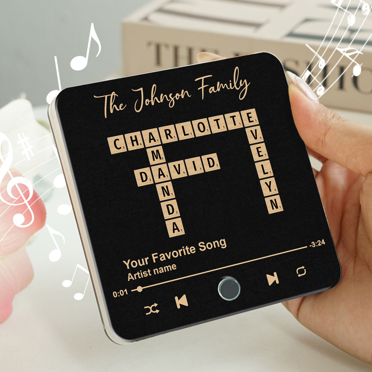 Family Crossword Art - Created In A Moment, Treasured Forever Personalized Music Fridge Magnet, Mother's Day, Father's Day Gift