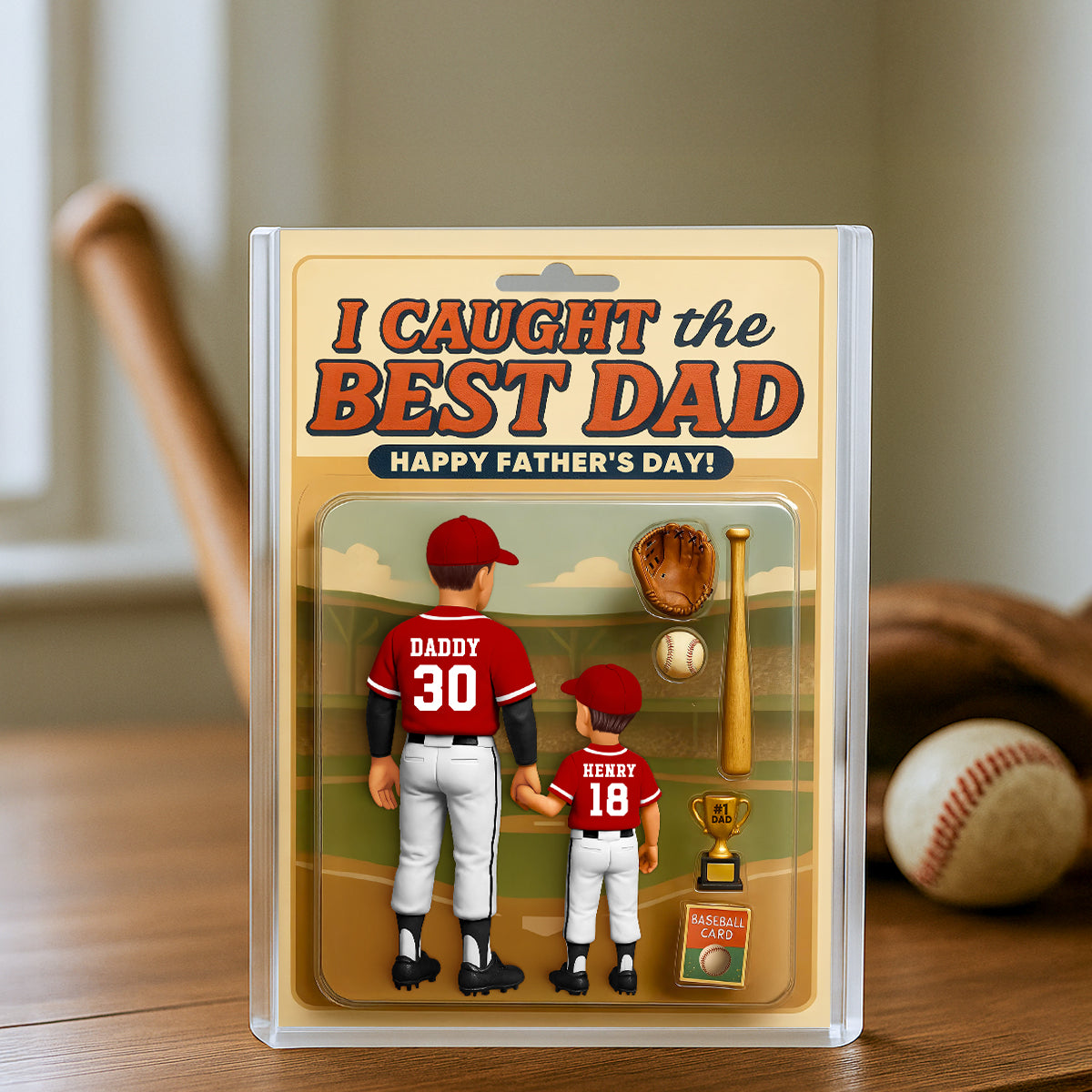 We Caught the Best Dad Baseball Custom Figure Personalized Acrylic Block Plaque, Custom Jersey, Father's Day Gift for Dad, Gift for Husband