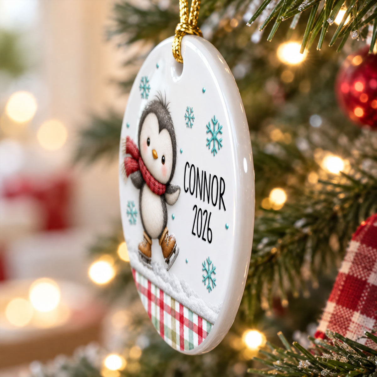 Cute Woodland Animals 2D Flat - Personalized Ceramic Ornament - Christmas Keepsake Gift For Kids, Son, Daughter