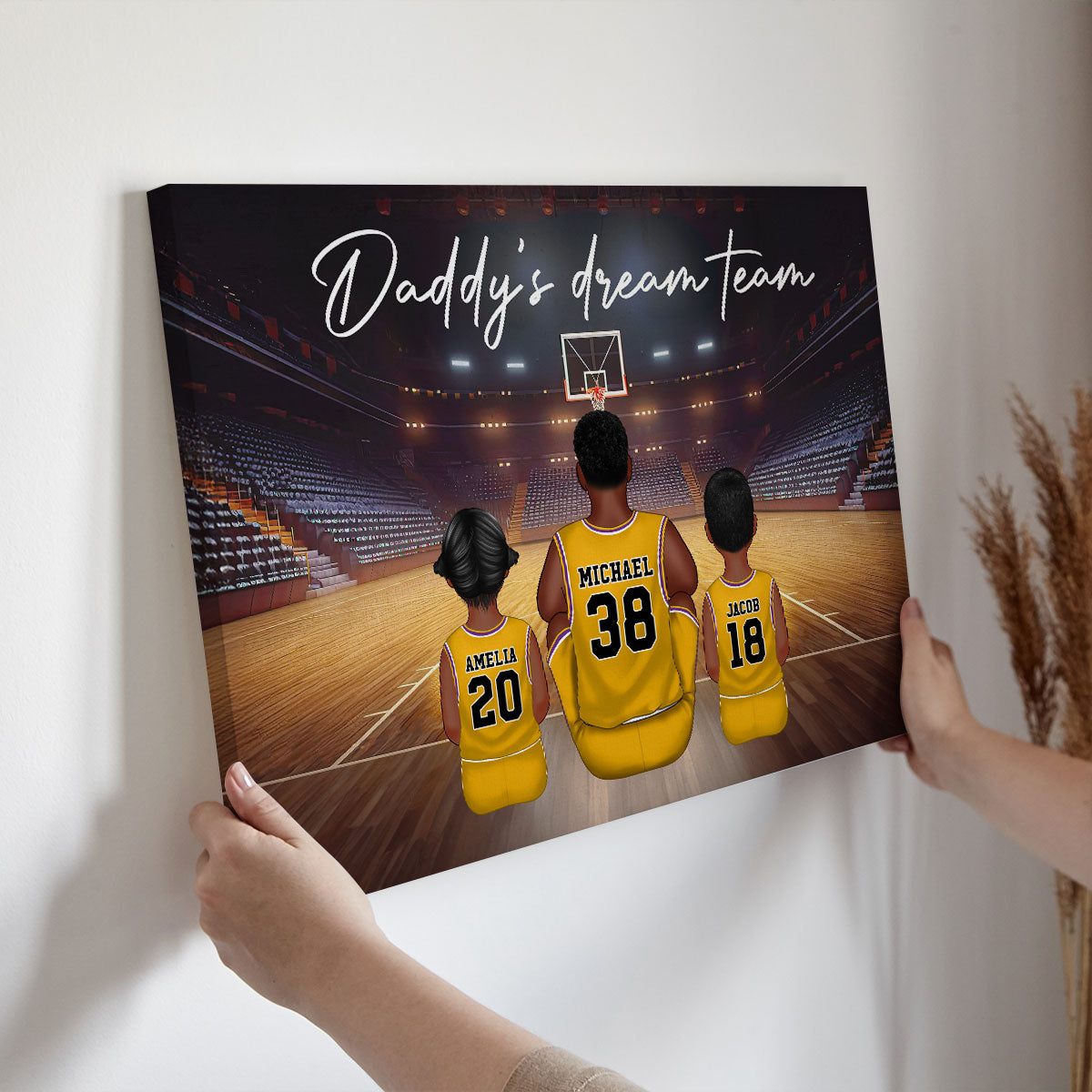 Basketball Team Personalized Family Canvas, Unique Father's Day Gift for Dad, Gift for Husband