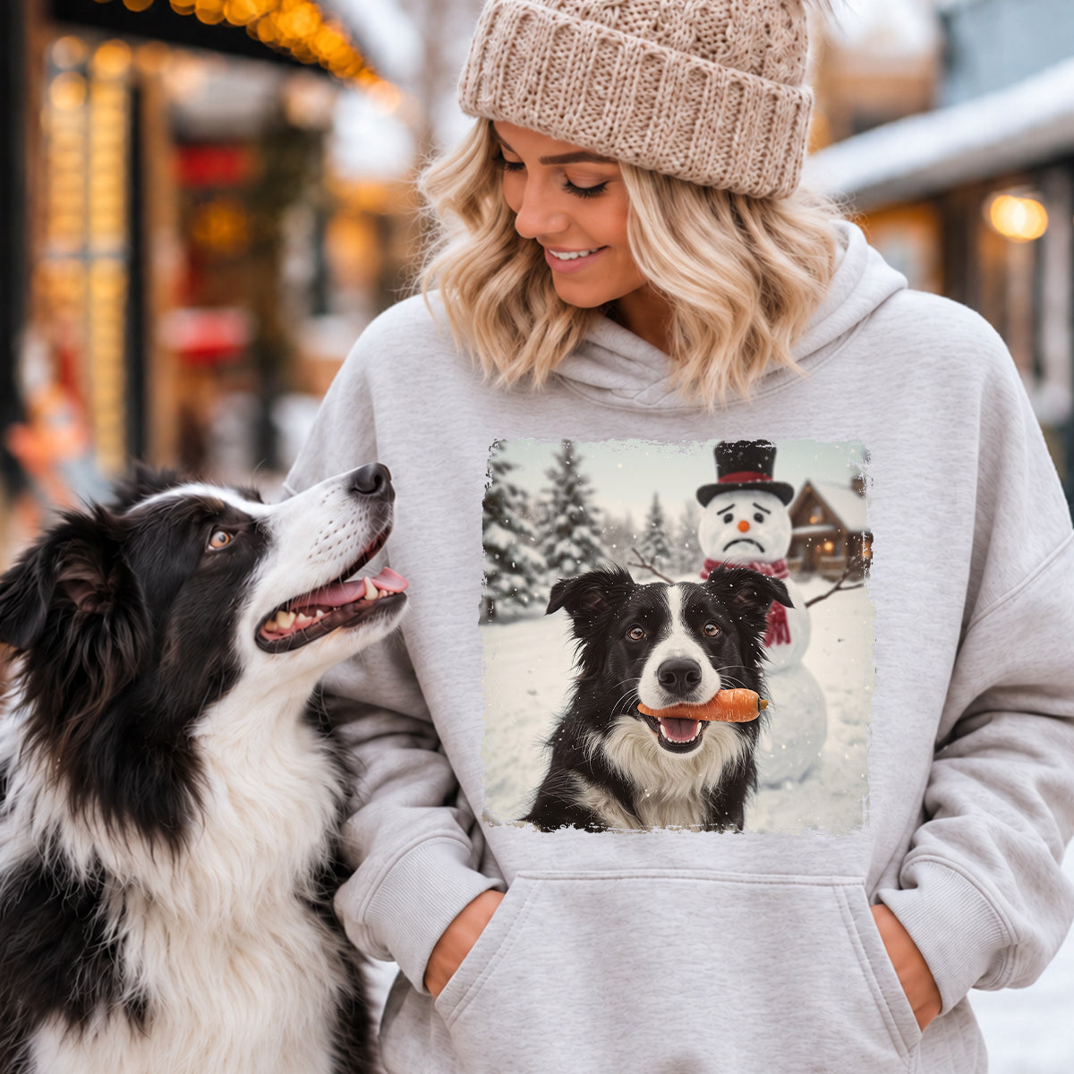 Funny Dog Cat Steal the Snowman's Snow - Personalized Shirt - Christmas Gift for Dog Cat Lovers