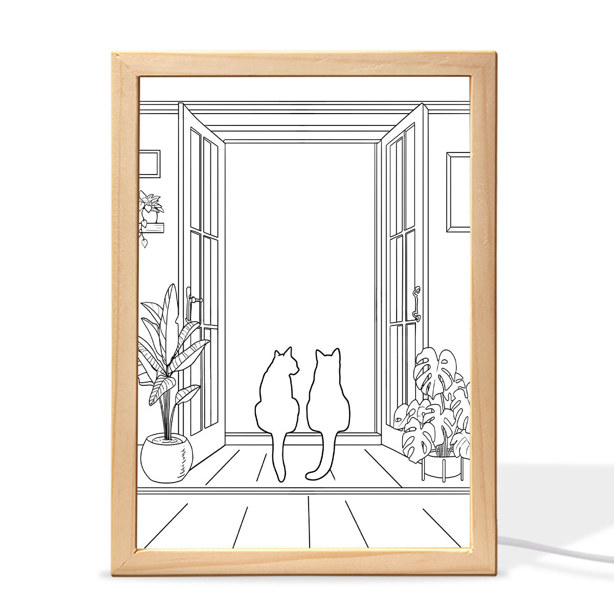 Wall Art Frame Light, The Collision of Light and Art, Personalized Luminous Frame Light Box, LED Night Light, Gift For Cat Lovers