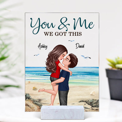 Doll Couple Hugging Kissing Beach Landscape Personalized Acrylic Plaque