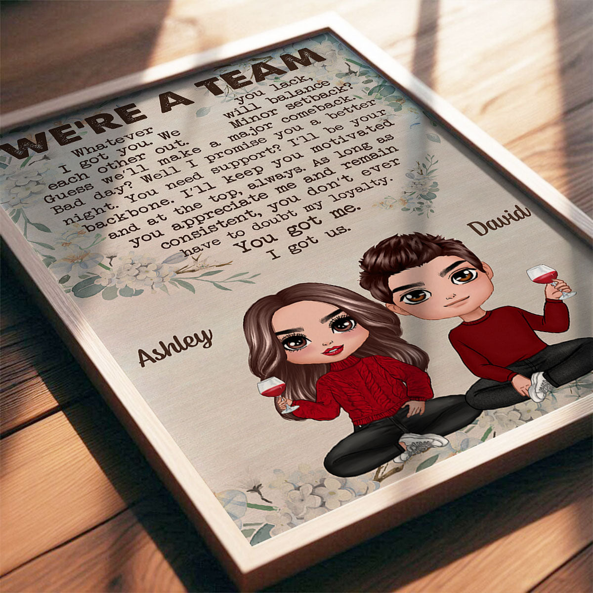 We‘re A Team Valentine’s Day Gift, Anniversary Gift For Him Gift For Her Personalized Vertical Poster