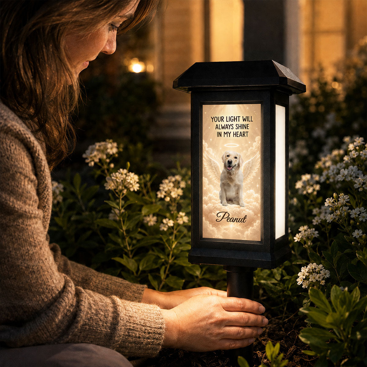 Your Light Will Always Shine in My Heart Pet Memorial - Personalized Solar Garden Light - Heartfelt Remembrance Keepsake