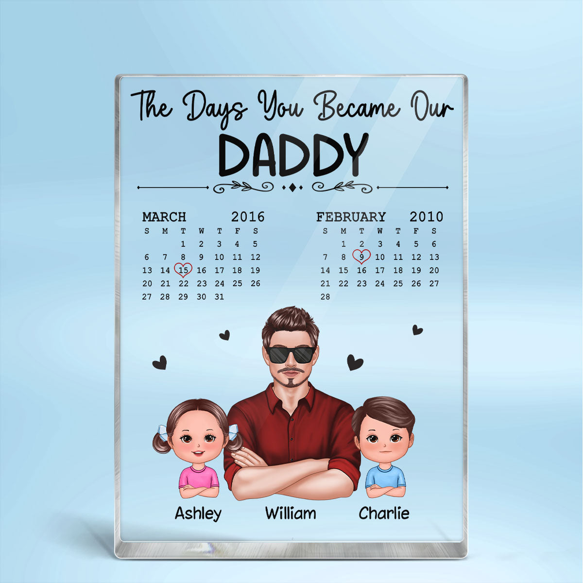 The Days You Became Our Dad Man & Doll Kids - Personalized Acrylic Block Plaque