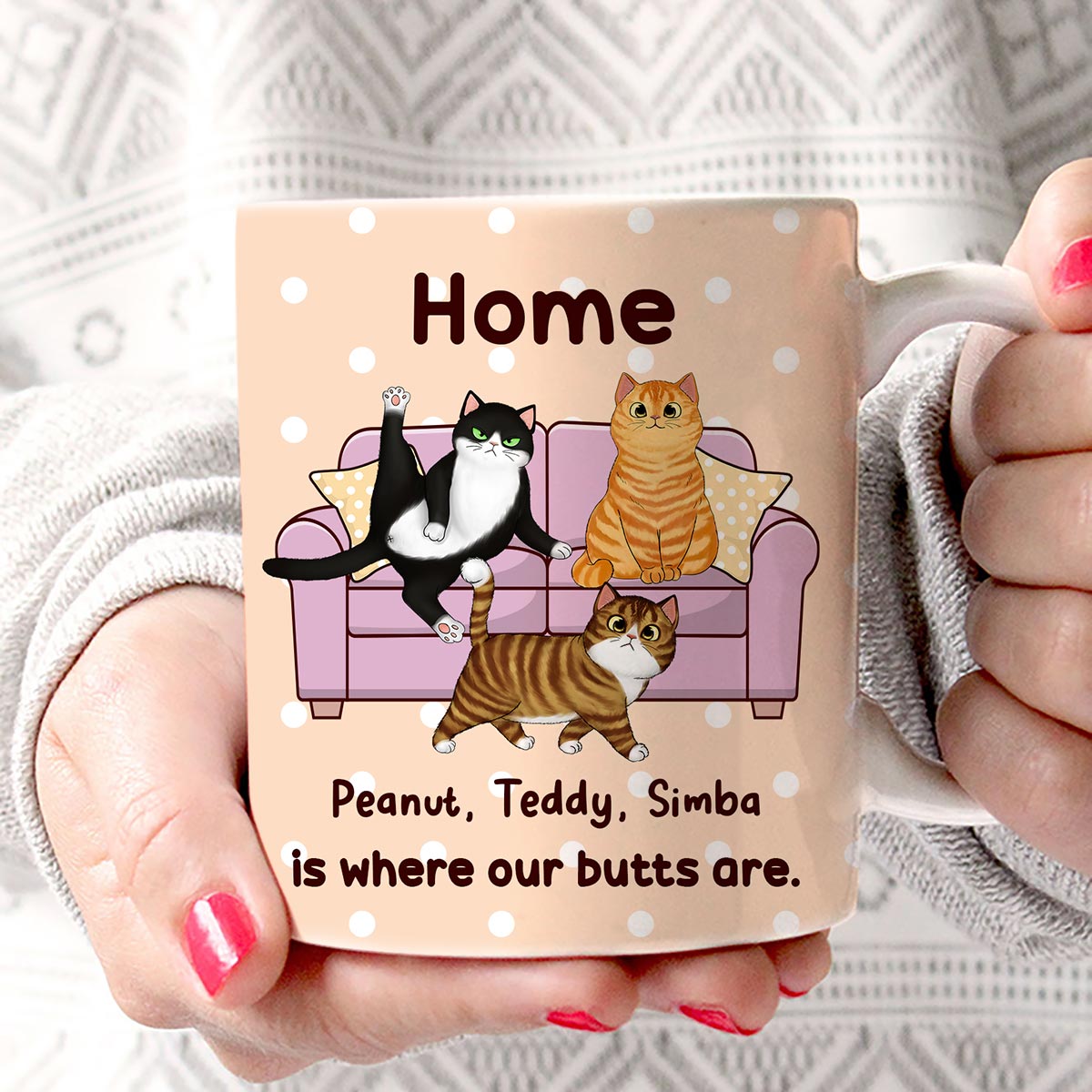 Home Is Where My Butt Is Funny Fluffy Cat Personalized Mug