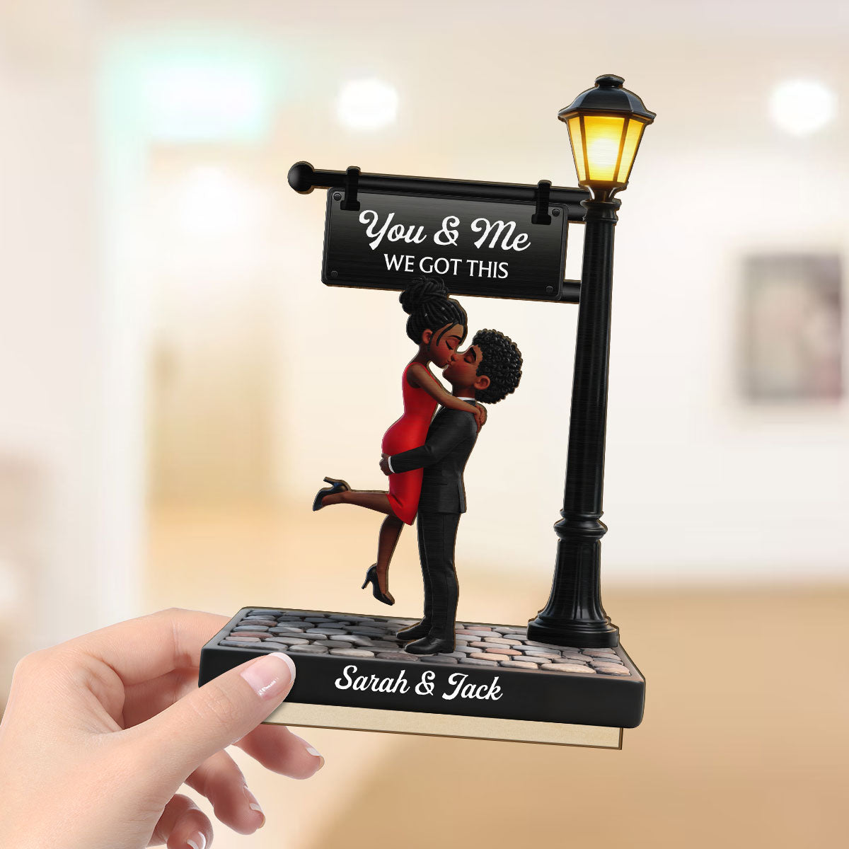 Eternal Love Love Under The Light - Personalized 2-Layered Wooden Plaque - Heartfelt Valentine's Day Gift For Couple, For Him, For Her